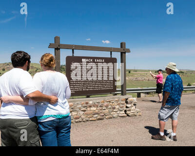 Schwarzer Adler fällt Historical Marker, Montana, USA Stockfoto