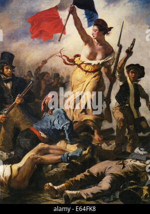 Freiheit führt das Volk 1830 Gemälde von Eugène Delacroix zum Gedenken an die Julirevolution des Jahres Stockfoto