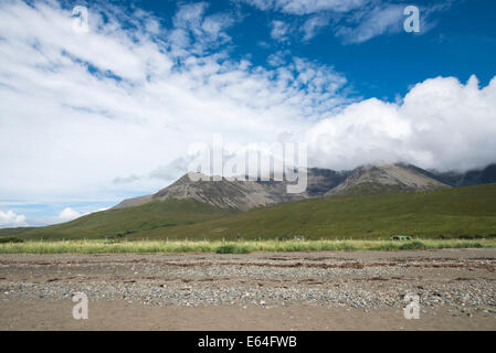 Ein Blick auf die Berge Cullin von der Glenbrittle Küste Isle Of Skye Scotland UK Stockfoto