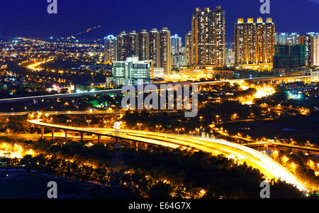 Städtische Zentrum im Sonnenuntergang Moment, Hong Kong Yuen Long Stockfoto