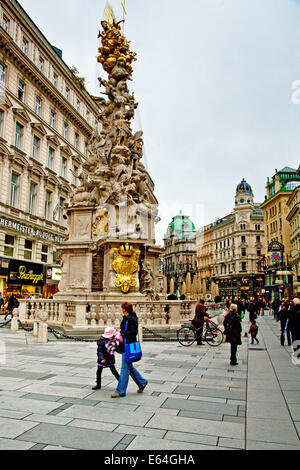 Die Pestsäule oder "Pestsäule" (1683), Graben Straße, Wien, Österreich. Diese wilden barocken Spalte Graben Straße gefeiert Stockfoto