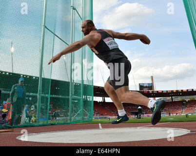 Zürich, Schweiz. 13. August 2014. Robert Harting Deutschland konkurriert in der Herren Diskus werfen Qualifying auf die Europäische Leichtathletik Weltmeisterschaften 2014 im Letzigrund Stadion in Zürich, Schweiz. Bildnachweis: Aktion Plus Sport/Alamy Live-Nachrichten Stockfoto