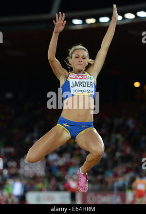 Zürich, Schweiz. 13. August 2014. Erica Jarder von Schweden tritt im Weitsprung der Frauen bei den Europäischen Leichtathletik Weltmeisterschaften 2014 im Letzigrund Stadion in Zürich, Schweiz, 13. August 2014. Bildnachweis: Aktion Plus Sport/Alamy Live-Nachrichten Stockfoto