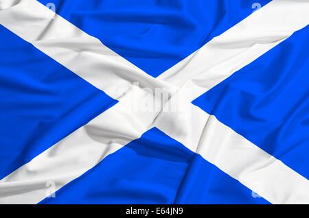 Schottland Fahne auf einer Seide drapieren winken Stockfoto