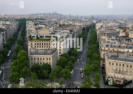 Blick vom Arc de Triomphe in Paris, Frankreich Stockfoto