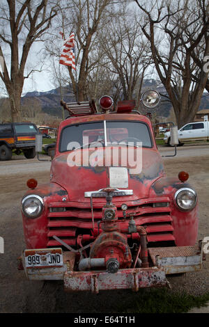 Alten Chevrolet Feuerwehrauto, Ridgeway, San Juan Mountains, Colorado, USA Stockfoto