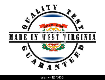 Qualitätsprüfung garantiert Stempel mit einer Staatsflagge in West Virginia Stockfoto