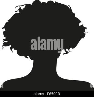 Silhouette Frau Locken Lockig ist Schwarz Weiß Umriss Frauen Lang Haare Lange Kurz Abbild Symbol Symbolik Benutzer Userfo Stockfoto