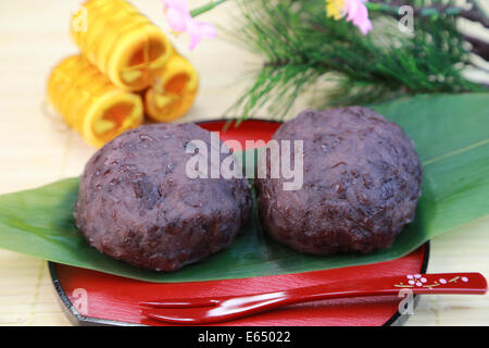 Botamochi (japanische süße Reisbällchen) Stockfoto