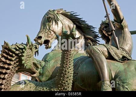 St George der Drachentöter, Nikolaiviertel oder Nikolaiviertel in Berlin, Deutschland, Europa Stockfoto