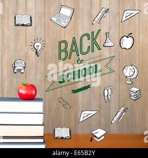 Zusammengesetztes Bild von Back to School Nachricht mit Symbolen Stockfoto