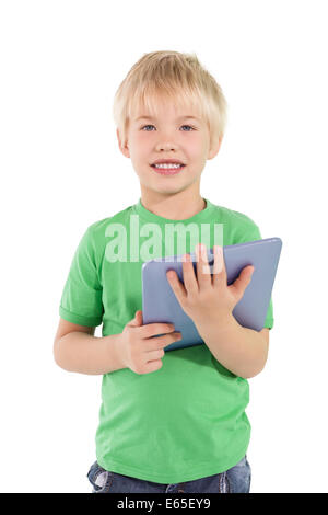 Niedlichen kleinen Jungen mit TabletPC Stockfoto