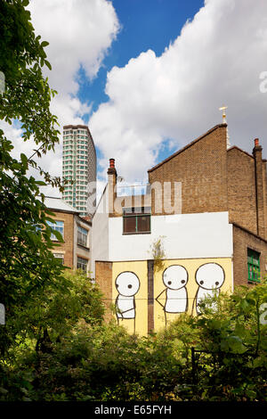 Graffiti und Street Art des Künstlers London städtische Stik Stockfoto