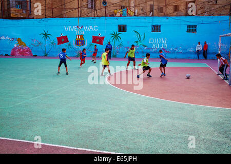 Marokko, Casablanca, alte Medina, Fußballverein Stockfoto