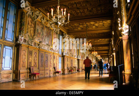 Galerie von Francois 1, Chateau de Fontainebleau, Ile-de-France, Frankreich, Stockfoto