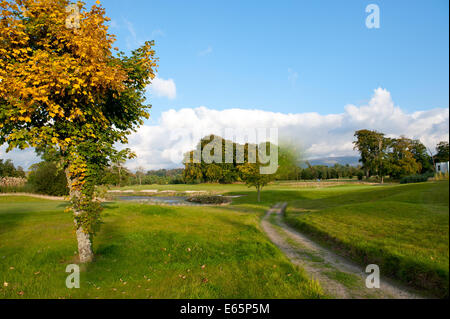 Irische idyllischen Golfplatz Landschaft im Herbst Stockfoto