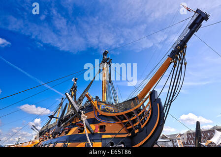 HMS Victory ist ein 104 Kanonen erstklassige Linienschiff der britischen Royal Navy, niedergelegt im Jahre 1759 und 1765 gegründet Stockfoto