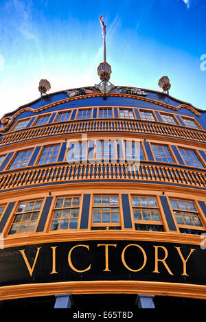 HMS Victory ist ein 104 Kanonen erstklassige Linienschiff der britischen Royal Navy, niedergelegt im Jahre 1759 und 1765 gegründet Stockfoto