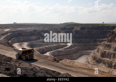 Stein, die Gewinnung im Steinbruch Coldstones, Greenhow, North Yorkshire Stockfoto