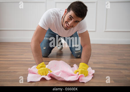 Hausmeister, berauben Sie von Schmutz Stockfoto