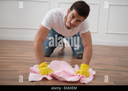 Hausmeister, berauben Sie von Schmutz Stockfoto