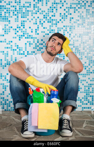 Hausmeister, berauben Sie von Schmutz Stockfoto