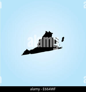 Überblick über den Zustand von Virginia von den Vereinigten Staaten von Amerika mit Wasser Hintergrund Stockfoto