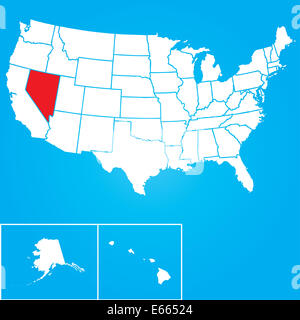 Karte von den Vereinigten Staaten von Amerika mit den Staaten des *** ausgewählte Stockfoto