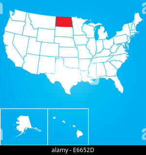 Karte von den Vereinigten Staaten von Amerika mit den Staaten des *** ausgewählte Stockfoto