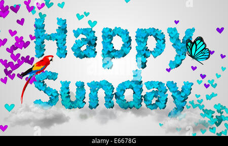 Happy Sonntag Teilchen blau Herzform 3D Kunst Stockfoto