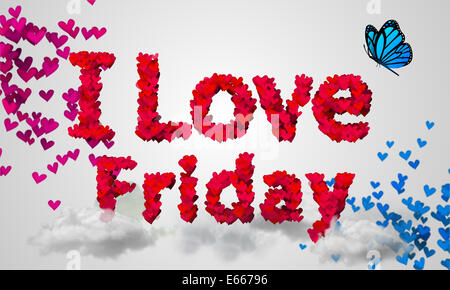 Ich liebe Freitag Teilchen rot Herzform 3D Stockfoto