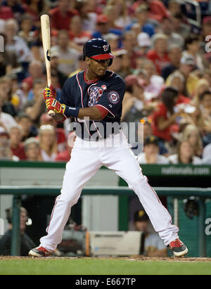 Washington, DC, USA. 15. August 2014. Washington Nationals Recht Fielder Michael Taylor (18) at bat gegen die Pittsburgh Pirates während ihres Spiels am Nationals Park in Washington, D.C., Freitag, 15. August 2014. Bildnachweis: Harry E. Walker/ZUMA Draht/Alamy Live-Nachrichten Stockfoto