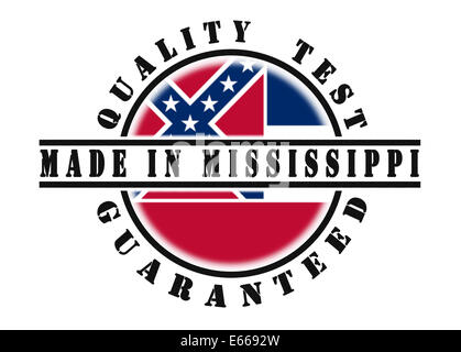 Qualitätsprüfung garantiert Stempel mit einer Staatsflagge in Mississippi Stockfoto