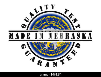 Qualitätsprüfung garantiert Stempel mit einer Staatsflagge in Nebraska Stockfoto