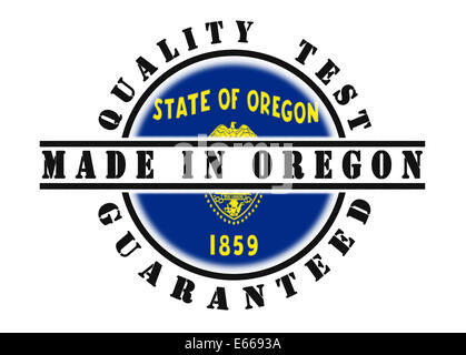 Qualitätsprüfung garantiert Stempel mit einer Staatsflagge in Oregon Stockfoto