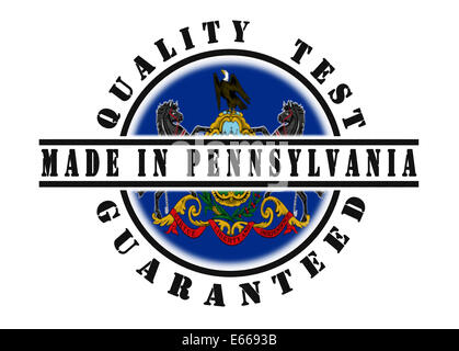Qualitätsprüfung garantiert Stempel mit einer Staatsflagge in Pennsylvania Stockfoto