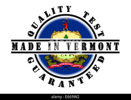 Qualitätsprüfung garantiert Stempel mit einer Staatsflagge in Vermont Stockfoto