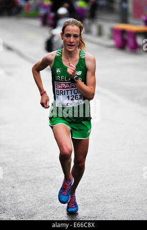 Zürich, Schweiz. 16. August 2014. Fionnuala BRITTON (IRE) bei der Frauen Marathon des Europäischen Leichtathletik-Meisterschaft 2014 in Zürich, Schweiz. Bildnachweis: Erik Tham/Alamy Live-Nachrichten Stockfoto