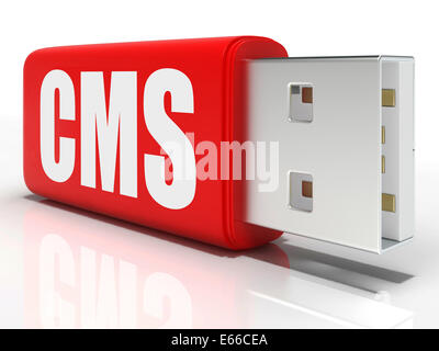 CMS-USB-Stick Bedeutung Content Management System und Optimierung Stockfoto