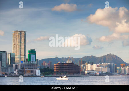 Ansicht von Tsim Sha Tsui und Hung Hom Skyline, Kowloon, Hong Kong Stockfoto