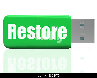 Wiederherstellen Sie USB-Stick zeigt Sicherheit Sicherung und Wiederherstellung von Daten Stockfoto