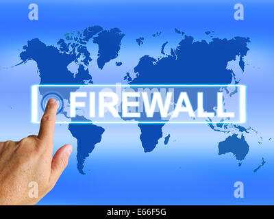 Firewall-Karte bezogen auf Online-Sicherheit und Schutz Stockfoto