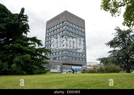 Blick auf Basildon Krankenhaus, Basildon, Essex, UK Stockfoto