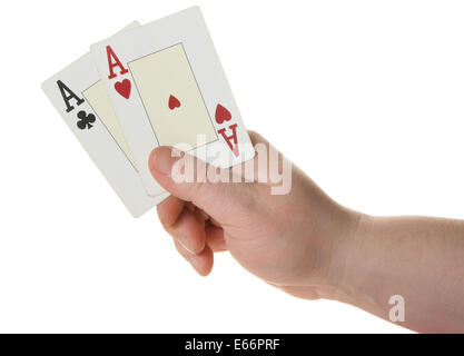 Zwei Asse - höchste Starthand beim Poker Texas Hold Stockfoto