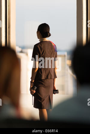 Korean Air Stewardess für Asiana Airlines am Flughafen Seoul, Südkorea. Stockfoto