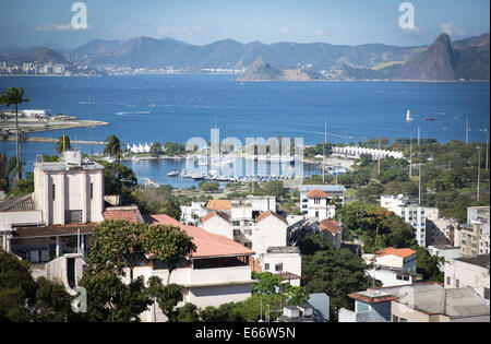 Rio De Janeiro, Brasilien. 8. August 2014. Ein Blick auf Marina de Gloria, Austragungsort der Olympischen Segelwettbewerbe in Rio De Janeiro, Brasilien, 8. August 2014. Olympischen Spiele werden im Sommer 2016 in Rio De Janeiro durchgeführt werden. Foto: Michael Kappeler/Dpa/Alamy Live News Stockfoto