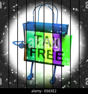 Tax Free Shopping Bag zeigt Pflicht befreit Rabatte Stockfoto