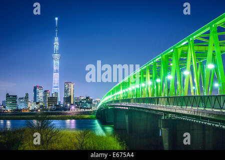 Skyline von Tokyo, Japan mit Tokio Skytree. Stockfoto