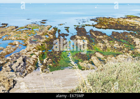 Atlantik-Küste in der Nähe von Piriac-Sur-Mer-Stadt auf der Halbinsel Guerande, Frankreich Stockfoto