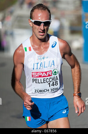 Zürich, Schweiz. 17. August 2014. Liberato Pellecchia (ITL) auf der steilen und schwierigen Strecke Marathon der Männer bei den Europäischen Leichtathletik Meisterschaft 2014 in Zürich, Schweiz. Bildnachweis: Erik Tham/Alamy Live-Nachrichten Stockfoto